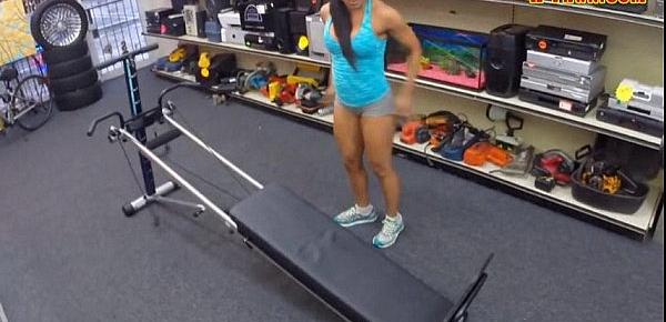  Muscular babe twat fucked by pervert guy in the store